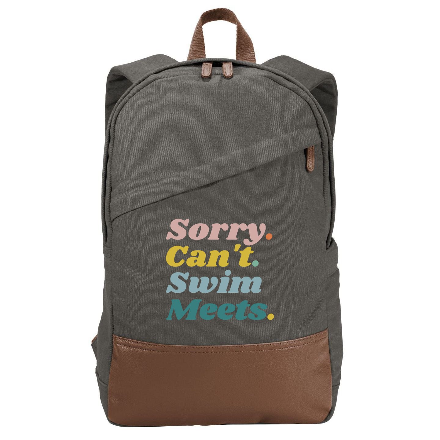 Funny Sorry Can't Swim Meets Bye Swimming Cotton Canvas Backpack