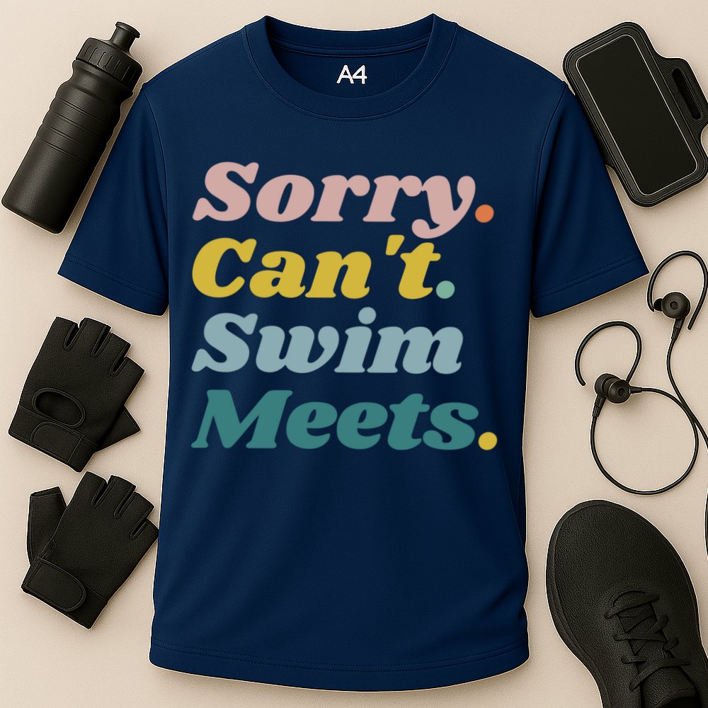 Funny Sorry Can't Swim Meets Bye Swimming Performance Shirt