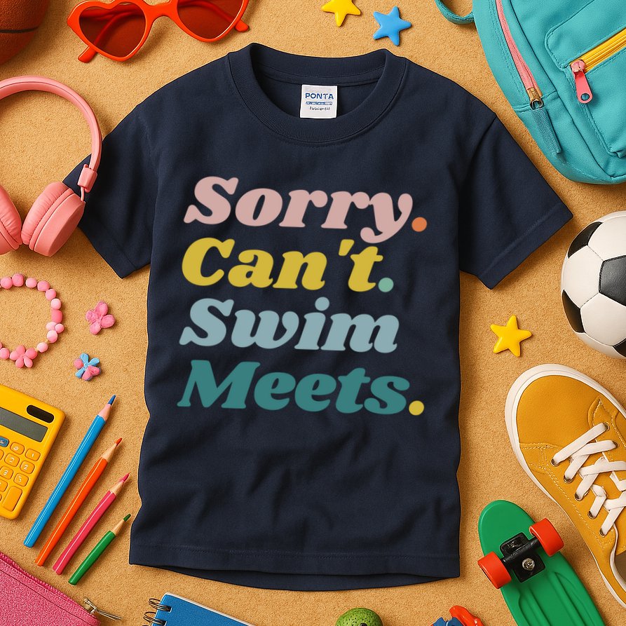 Funny Sorry Can't Swim Meets Bye Swimming Kids T-Shirt