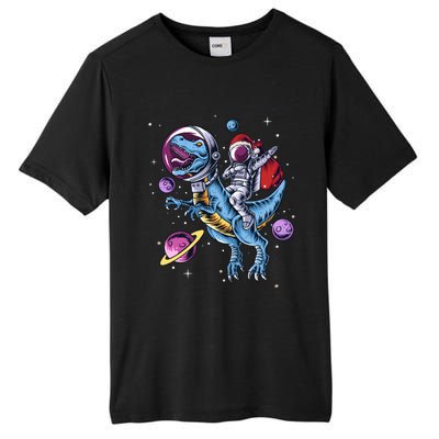 Funny Santa Claus Astronaut Christmas Riding Dinosaur Trex Gift Tall Fusion ChromaSoft Performance T-Shirt