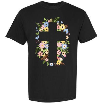 Floral Spring Cross Christianity Garment-Dyed Heavyweight T-Shirt