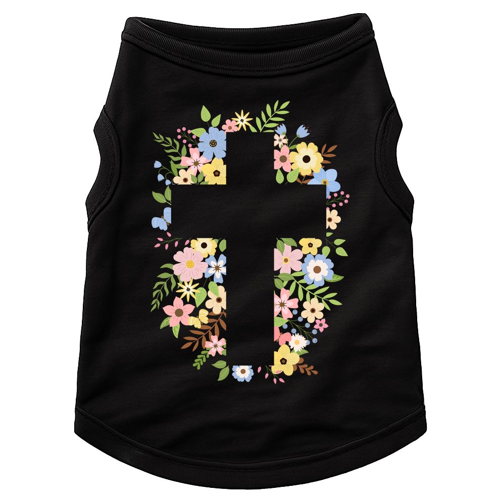 Floral Spring Cross Christianity Doggie Tank