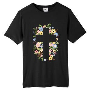 Floral Spring Cross Christianity Tall Fusion ChromaSoft Performance T-Shirt