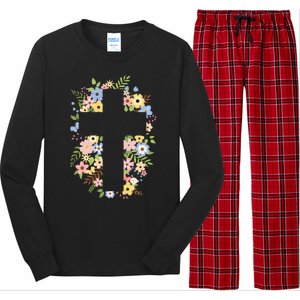 Floral Spring Cross Christianity Long Sleeve Pajama Set