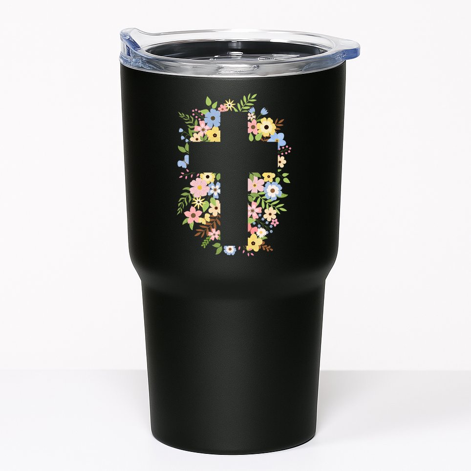 Floral Spring Cross Christianity Tumbler