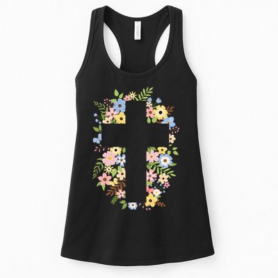 Floral Spring Cross Christianity Womens Tank Top