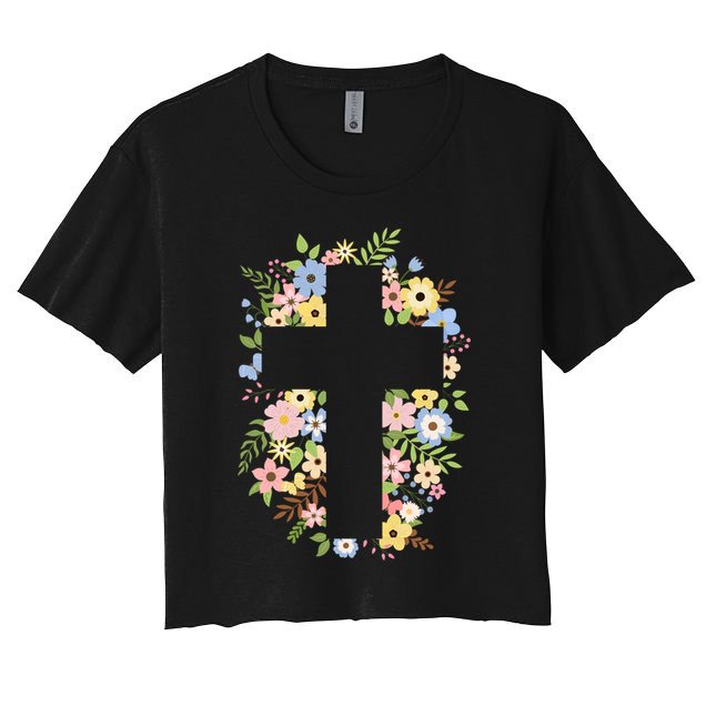Floral Spring Cross Christianity Crop Top