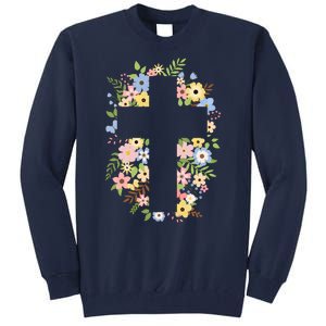 Floral Spring Cross Christianity Tall Sweatshirt