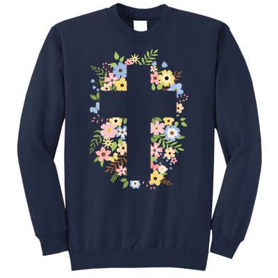 Floral Spring Cross Christianity Tall Sweatshirt