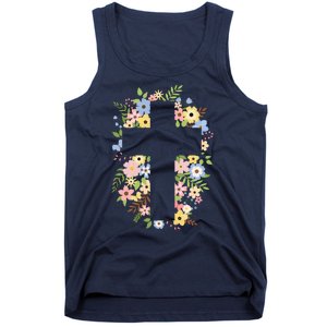 Floral Spring Cross Christianity Tank Top