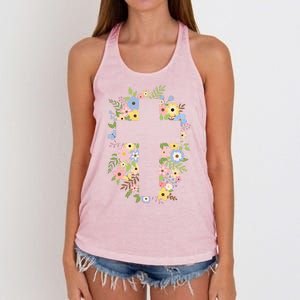 Floral Spring Cross Christianity Women's Knotted Racerback Tank