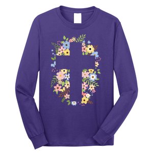 Floral Spring Cross Christianity Long Sleeve Shirt