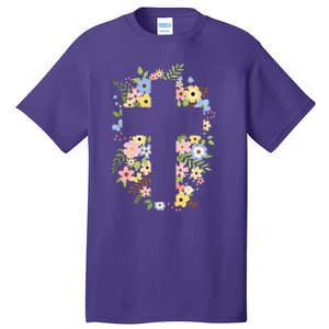 Floral Spring Cross Christianity Tall T-Shirt