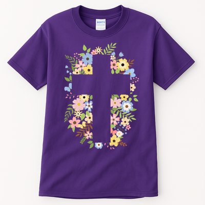 Floral Spring Cross Christianity Tall T-Shirt