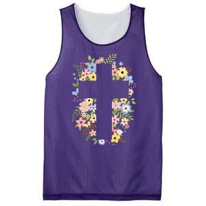 Floral Spring Cross Christianity Mesh Reversible Basketball Jersey Tank