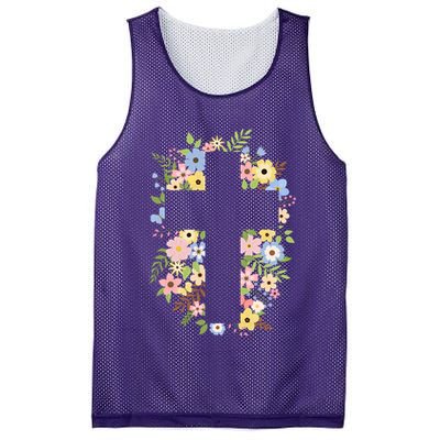 Floral Spring Cross Christianity Mesh Reversible Basketball Jersey Tank