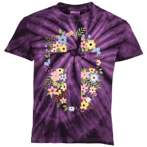 Floral Spring Cross Christianity Kids Tie-Dye T-Shirt