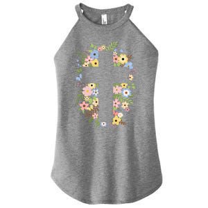 Floral Spring Cross Christianity Women's Perfect Tri Rocker Tank