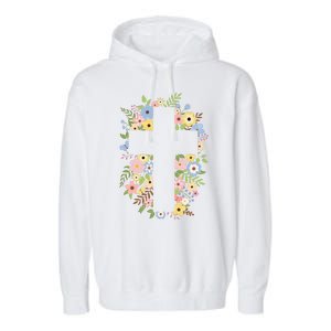 Floral Spring Cross Christianity Garment-Dyed Fleece Hoodie