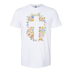 Floral Spring Cross Christianity Softstyle® CVC T-Shirt