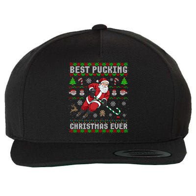 Funny Santa Claus Ugly Christmas Ice Hockey Best Pucking Gift Wool Snapback Cap