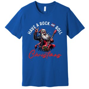 Funny Santa Claus Guitar Player Have A Rock And Roll Christmas Gift Premium T-Shirt