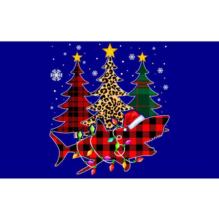 Funny Shark Christmas Tree Lights Xmas Plaid Santa Hat Gift Bumper Sticker