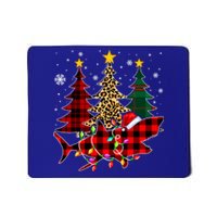 Funny Shark Christmas Tree Lights Xmas Plaid Santa Hat Gift Mousepad