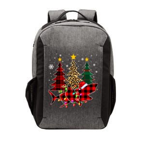 Funny Shark Christmas Tree Lights Xmas Plaid Santa Hat Gift Vector Backpack