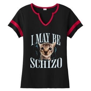 Funny Silly Cat Meme Ladies Halftime Notch Neck Tee