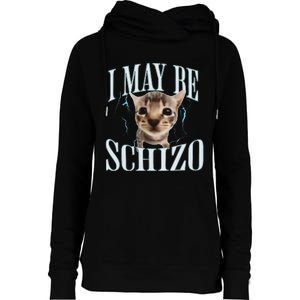 Funny Silly Cat Meme Womens Funnel Neck Pullover Hood