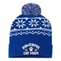 Funny Strong Cat Mom Paw Pun Inspirational Cat Owner Gift USA-Made Snowflake Beanie