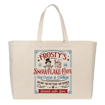 Frostys Snowflake Cafe Christmas Vibes Cotton Canvas Jumbo Tote