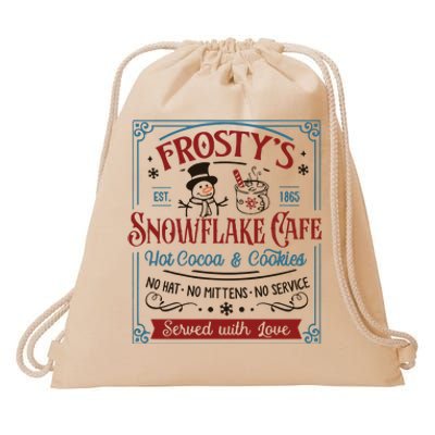 Frostys Snowflake Cafe Christmas Vibes Drawstring Bag