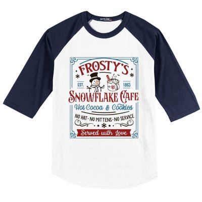 Frostys Snowflake Cafe Christmas Vibes Baseball Sleeve Shirt