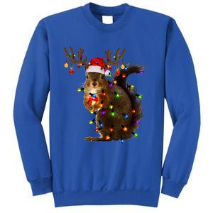 Funny Squirrel Christmas Tree Lights Reindeer Santa Hat Xmas Gift Sweatshirt