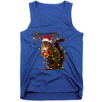 Funny Squirrel Christmas Tree Lights Reindeer Santa Hat Xmas Gift Tank Top