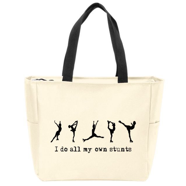 Figure Skating Cute Funny Ice Skating Zip Tote Bag