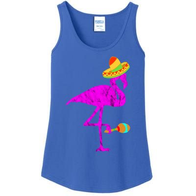 Flamingo Sombrero Costume Funny Mexican Exotic Bird Maraca Gift Ladies Essential Tank