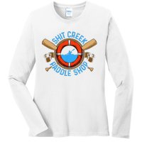 Funny Shit Creek Paddle Shop Kayaking Kayak Kayaker Joke Ladies Long Sleeve Shirt