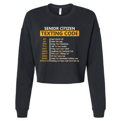 Funny Senior CitizenS Texting Code For Grandpa Cropped Pullover Crew