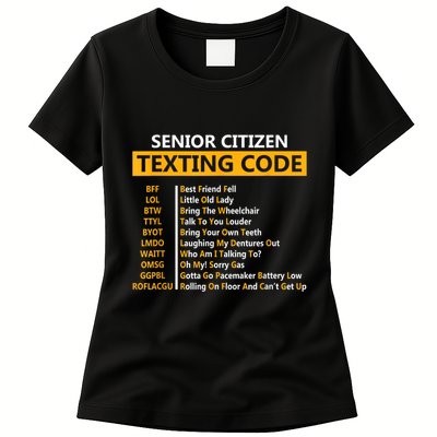 Funny Senior CitizenS Texting Code For Grandpa Womens T-Shirt