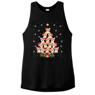 Funny Santa Corgi Xmas Gift Corgi Christmas Tree Great Gift Ladies PosiCharge Tri-Blend Wicking Tank