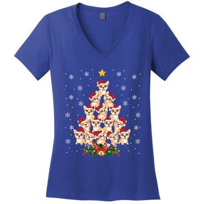 Funny Santa Corgi Xmas Gift Corgi Christmas Tree Great Gift Women's V-Neck T-Shirt