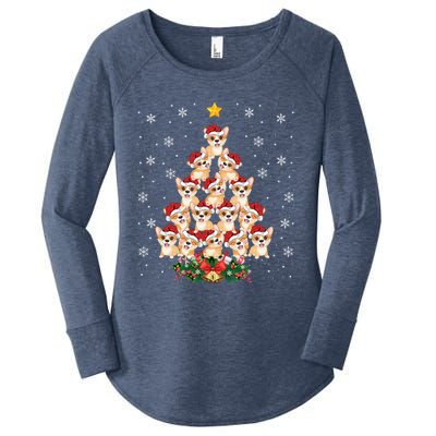 Funny Santa Corgi Xmas Gift Corgi Christmas Tree Great Gift Women's Perfect Tri Tunic Long Sleeve Shirt