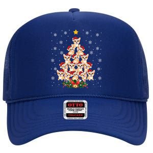 Funny Santa Corgi Xmas Gift Corgi Christmas Tree Great Gift High Crown Mesh Back Trucker Hat