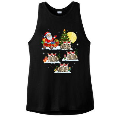 Funny Santa Claus Riding Bunny Rabbit Sleigh Christmas Ladies PosiCharge Tri-Blend Wicking Tank