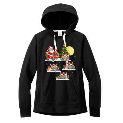 Funny Santa Claus Riding Bunny Rabbit Sleigh Christmas Women's Fleece Hoodie