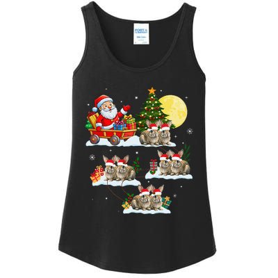 Funny Santa Claus Riding Bunny Rabbit Sleigh Christmas Ladies Essential Tank