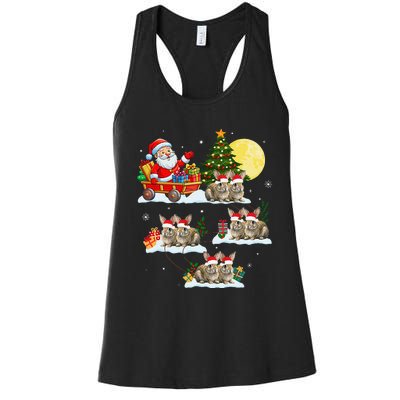 Funny Santa Claus Riding Bunny Rabbit Sleigh Christmas Women's Racerback Tank